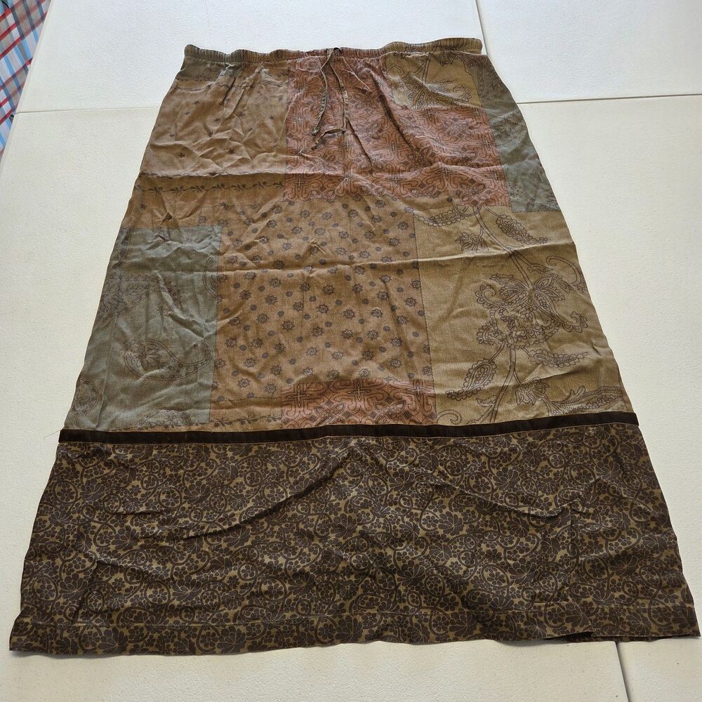 Vintage Coldwater Creek Boho Patchwork Maxi Skirt Size Large Festival Earthtones